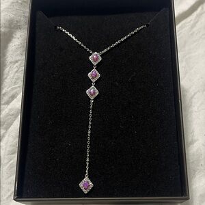 Dazzling Silver Necklace with Purple Accents